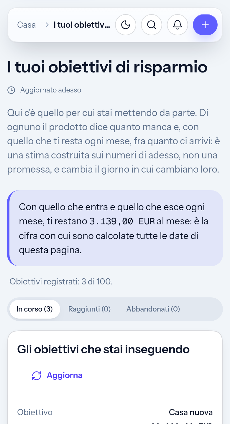 Gli obiettivi di Klyra sul telefono, con quanto serve, quanto manca e fra quanto ci arrivi.